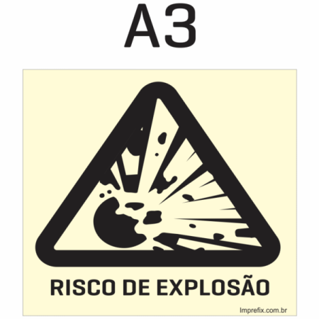 Placa Fotoluminescente A03 Sinalização de Risco de Explosão