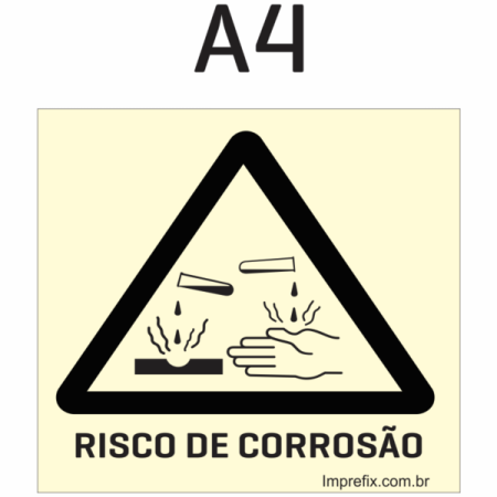 Placa Fotoluminescente A04 Sinalização de Risco de Corrosão