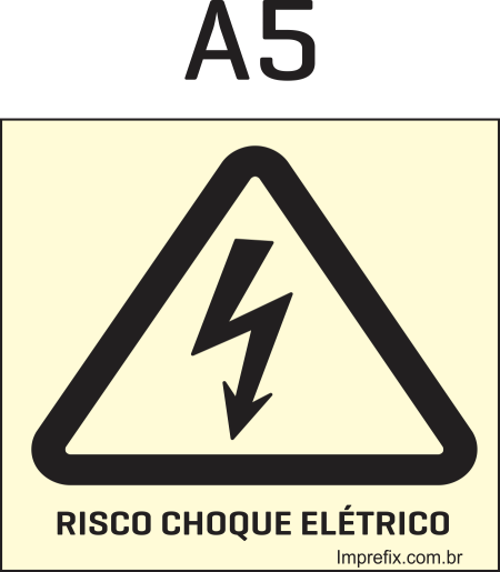 Placa Fotoluminescente A05 Sinalização de Risco de Choque Elétrico