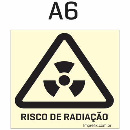 Placa Fotoluminescente A06 Sinalização de Risco de Radiação