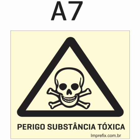 Placa Fotoluminescente A07 Sinalização de Risco de Exposição a Produtos Tóxicos