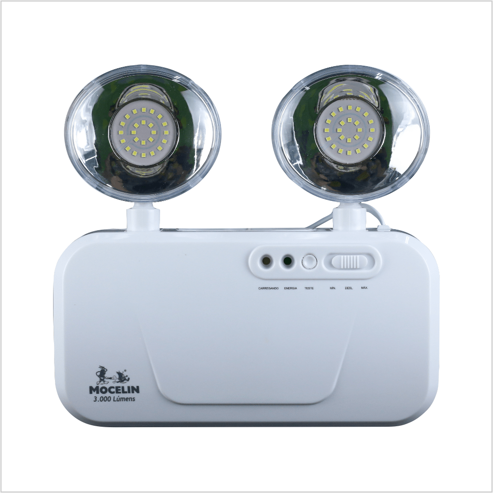 Luminária Tipo Balizamento Branca com Indicação de Saída PREVEFOGO